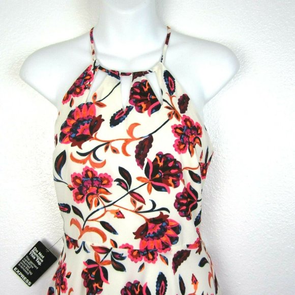 Express Halter Dress Floral 2 NEW Fit & Flare - Picture 3 of 8
